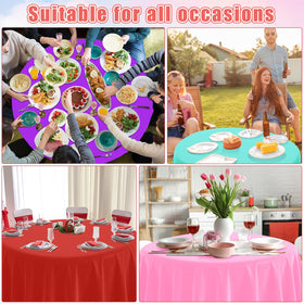 MASHAN rainbow round tablecloth in light purple soft tone for celebrations