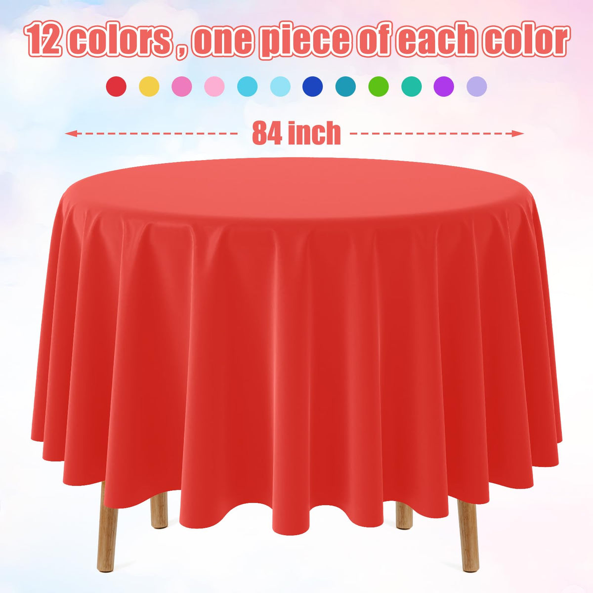 MASHAN rainbow round tablecloth in orange adds warmth to events