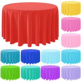 MASHAN rainbow round tablecloth in red for vibrant party tables