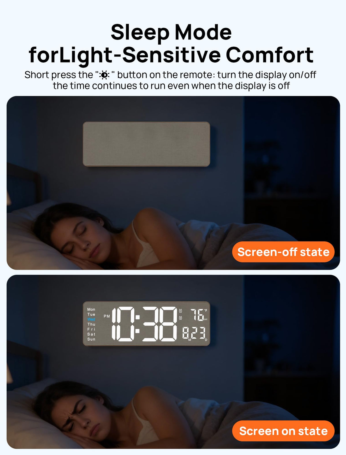 MASHI automatic daylight saving and brightness options for comfortable viewing.