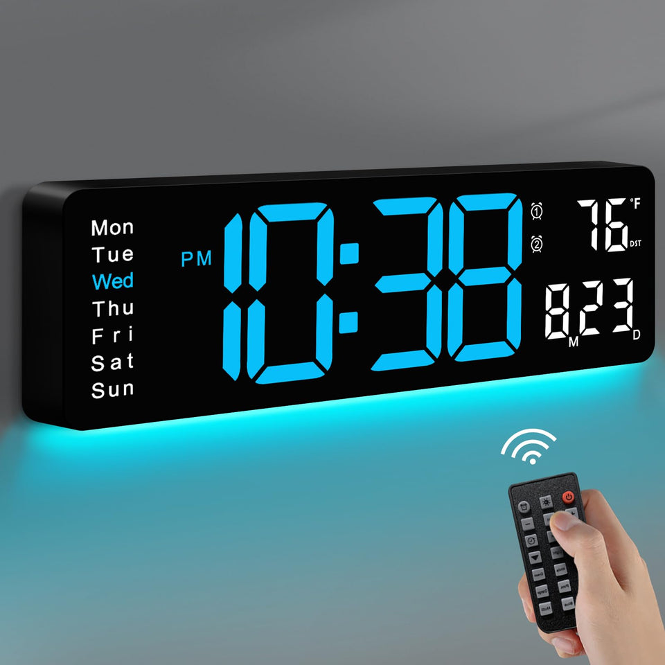 MASHI digital wall clock large display shows time clearly for easy reading