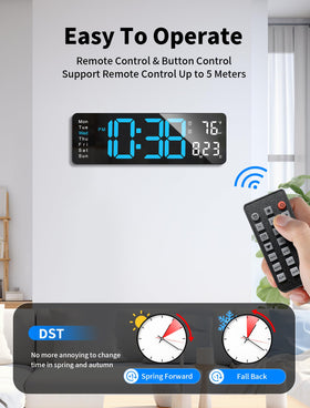 MASHI wall clock uses 5V/2A adapter with an 11.5 ft cord
