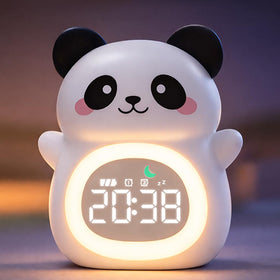 MASHI Panda alarm clock face showing sleep cues for toddlers