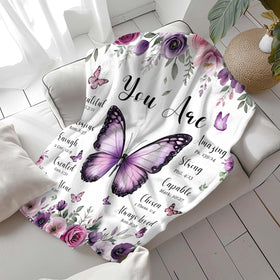 MASLEK Purple Butterfly Floral Blanket gift-ready presentation for gifting.