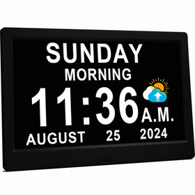 MASSII 11.5-inch clock with HD display shows time, day, and date clearly for easy reading