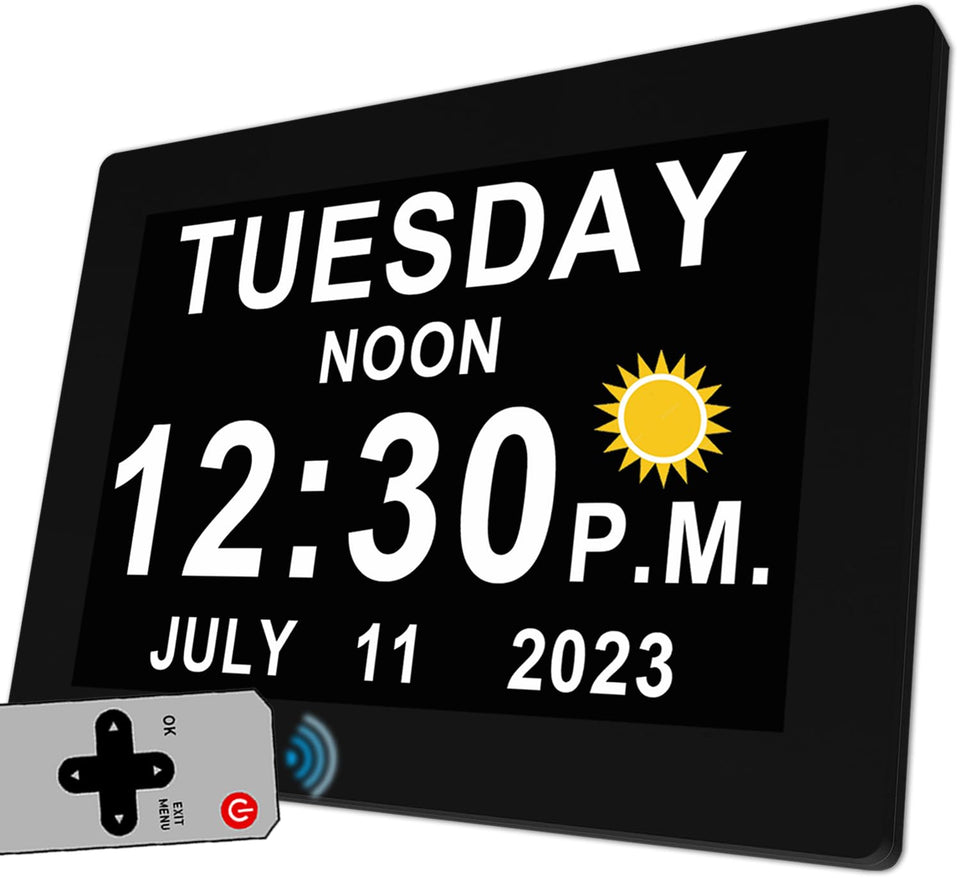 MASSII 27-alarm clock time date display provides clear time and date at a glance.