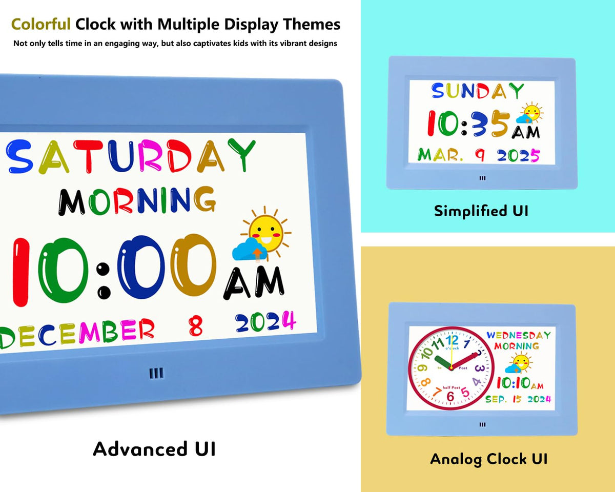 Massii digital clock color display with large letters for clear reading.
