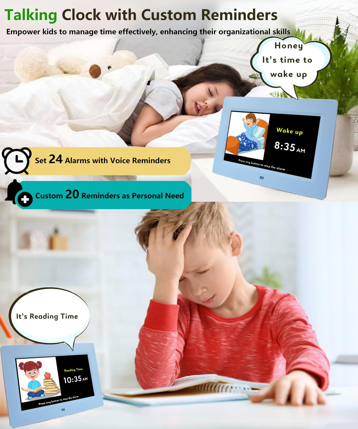 Massii clock to-do list view helps kids track tasks.