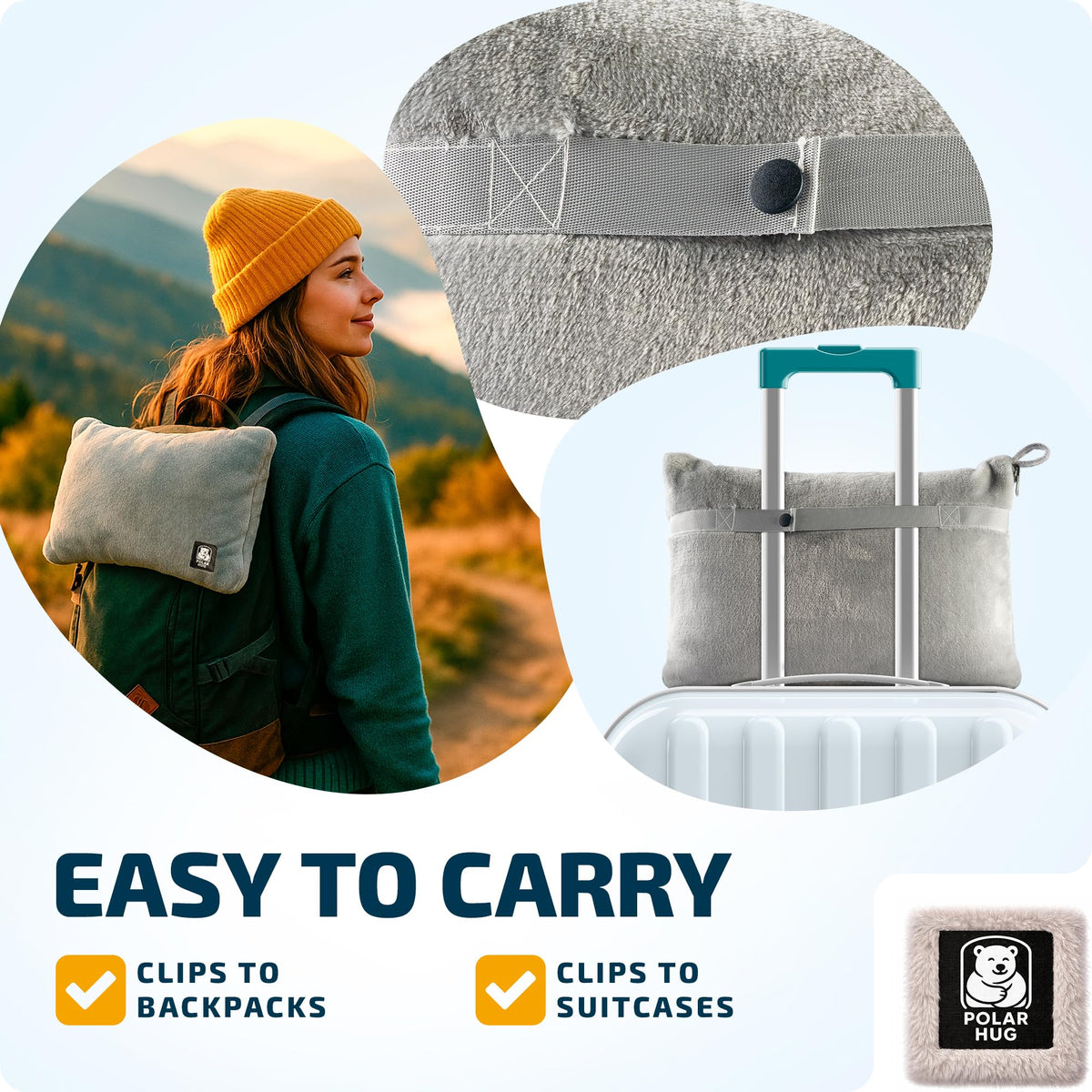 Lightweight MasterManner blanket resting on a passenger seat for warmth.