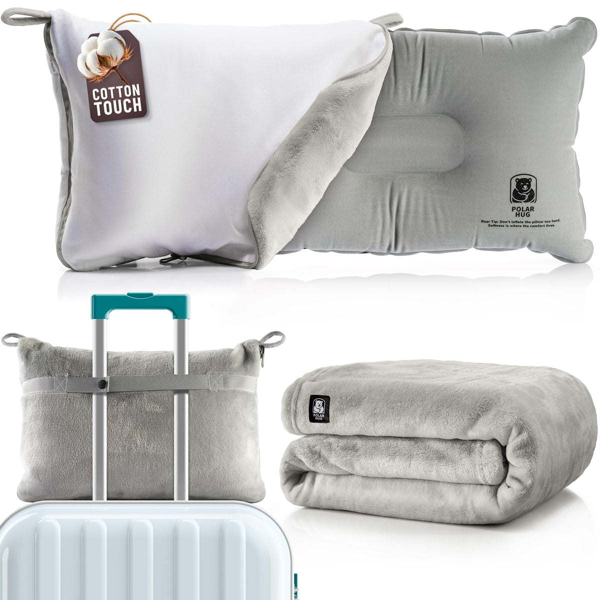 MasterManner travel blanket with soft cotton pillowcase for gentle, breathable sleep.
