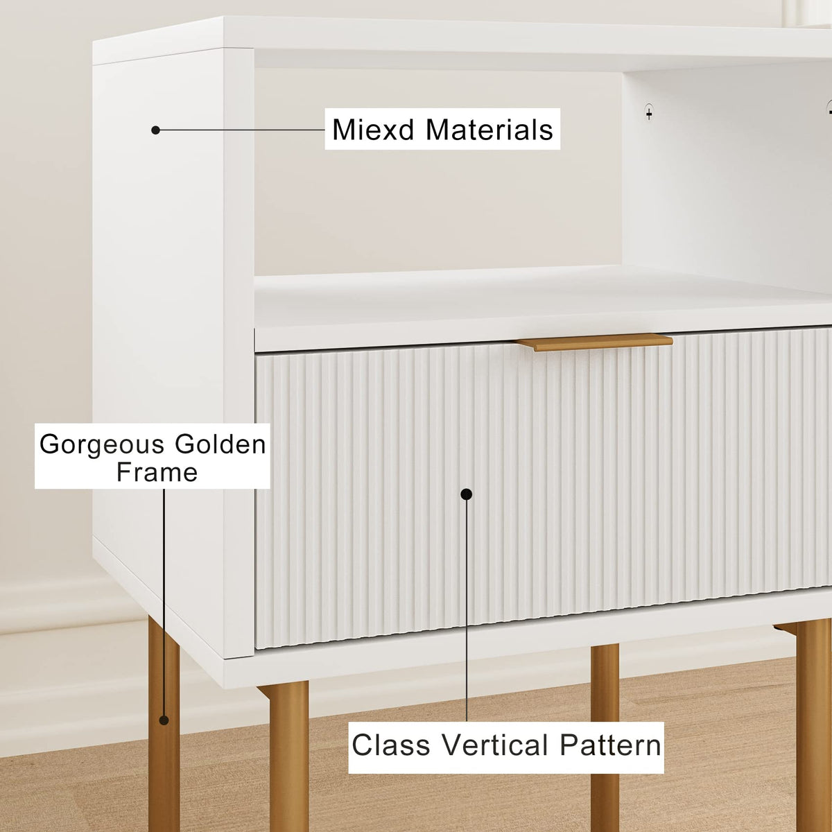 Masupu nightstand ships with simple instructions for quick setup.