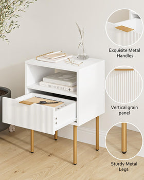 Masupu nightstand open wood shelf keeps essentials within easy reach.