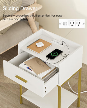 Masupu compact nightstand fits small spaces for convenient storage.