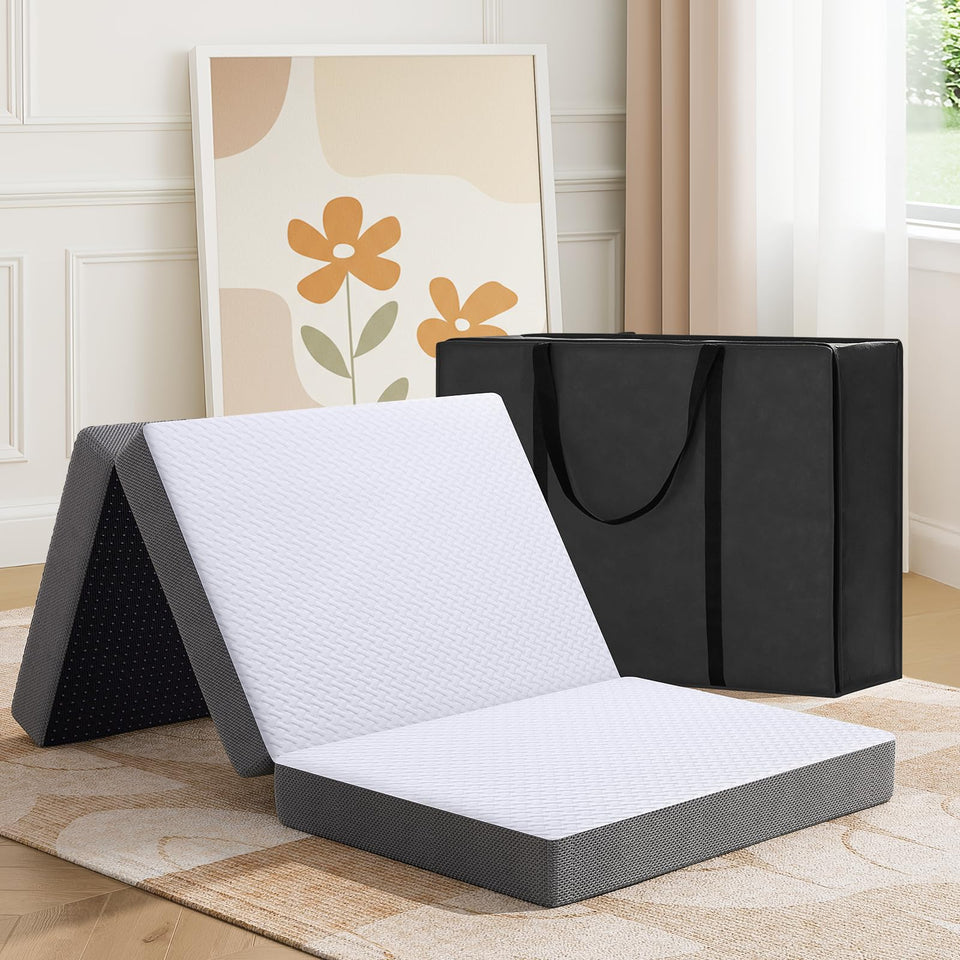 Masvis Trifold Mattress folded for compact storage and quick setup.