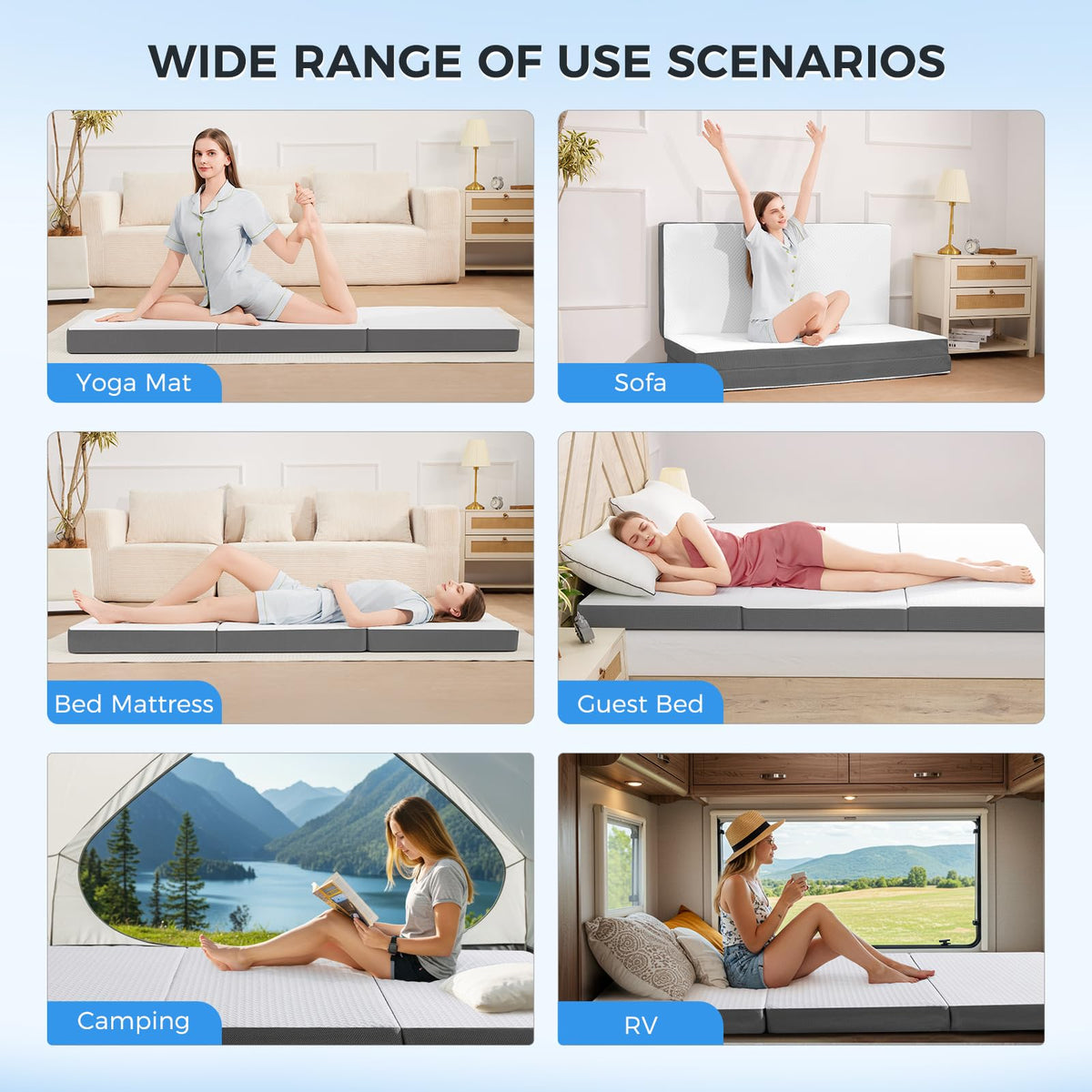 Masvis Trifold Mattress with washable cover simplifies cleaning routines.