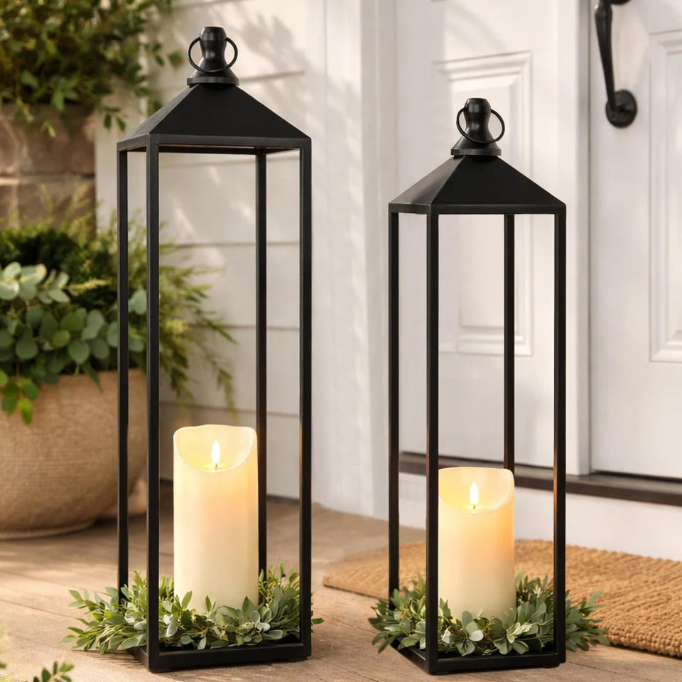 MATAHUM 22-inch lantern large for dramatic indoor or outdoor lighting