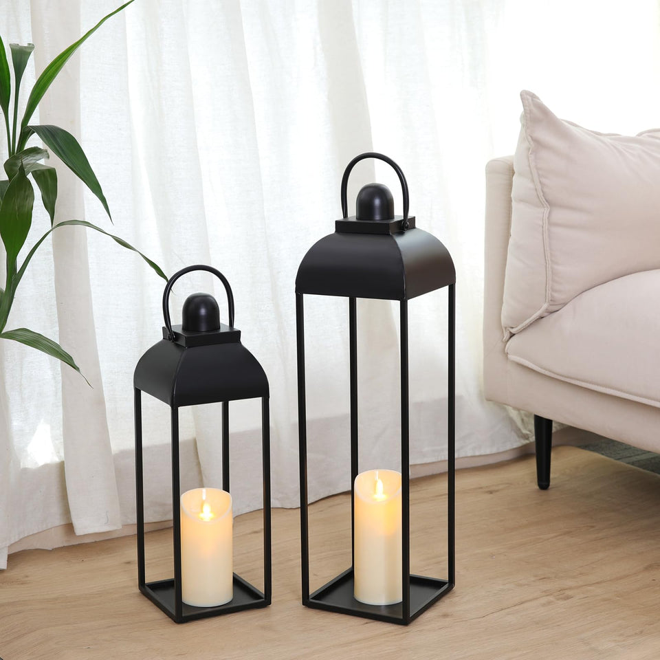 MATAHUM 25-inch lantern on the front porch for inviting outdoor glow.