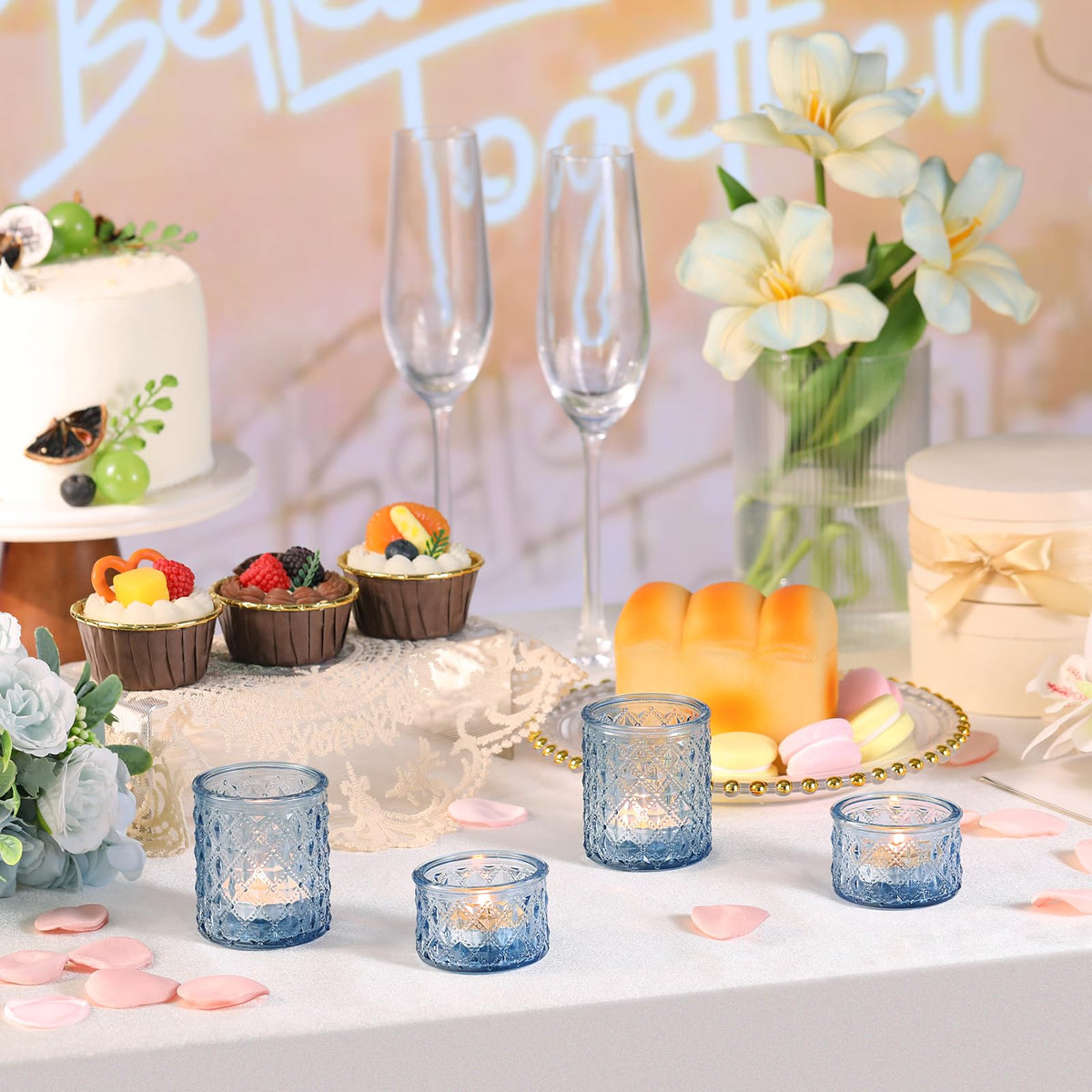 MATAHUM tealight holders add ambient glow for baby showers.