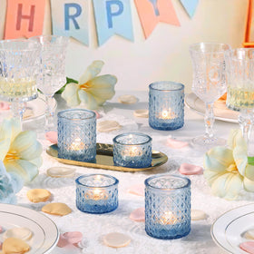 MATAHUM crystal-clear glass accents brighten birthdays and poolside events.