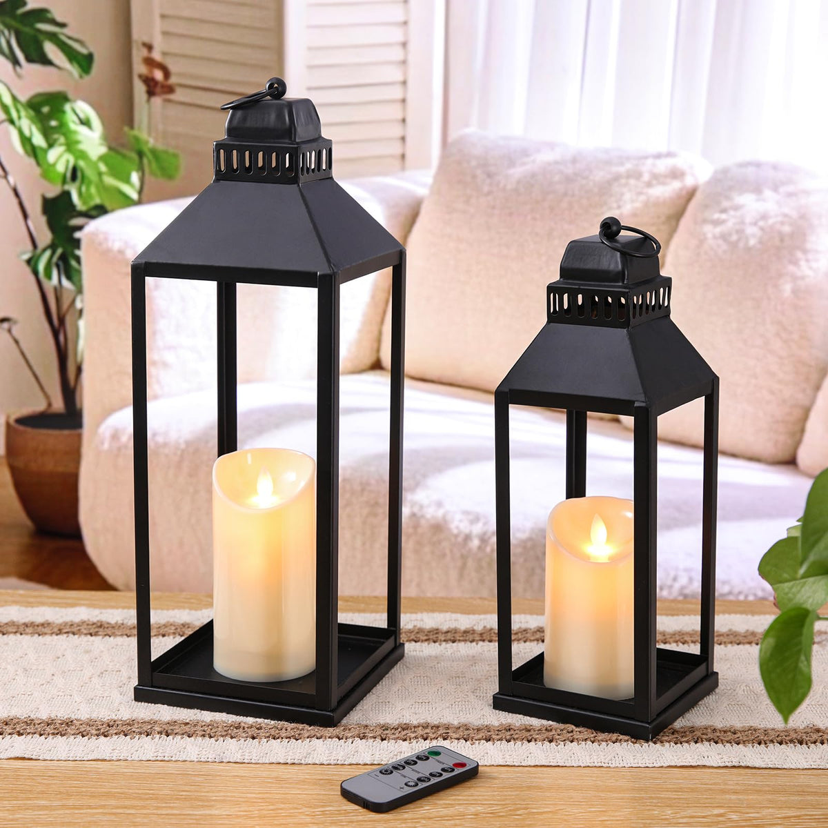 MATAHUM decorative lantern set with two candles for warmth.