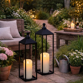 MATAHUM fireplace decor lantern pairs with flameless candle