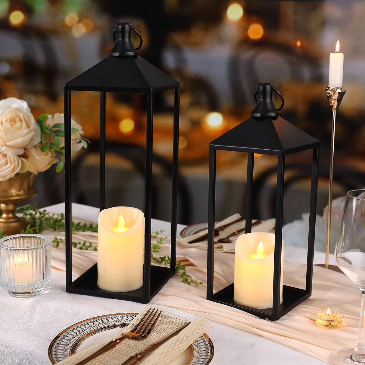MATAHUM artisan-metal finish lanterns with handmade character