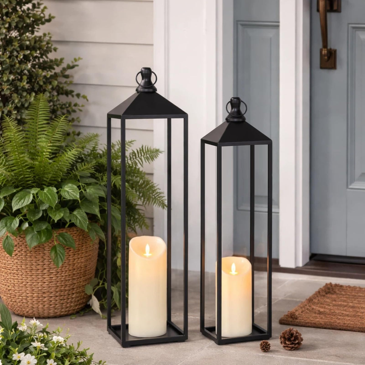 MATAHUM outdoor porch lanterns brighten entryway at night