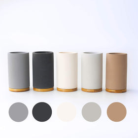 Matani Bamboo Toothbrush Holder on-counter design keeps essentials ready
