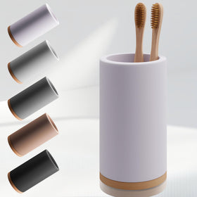 Matani bamboo toothbrush holder from top view showing organized brushes