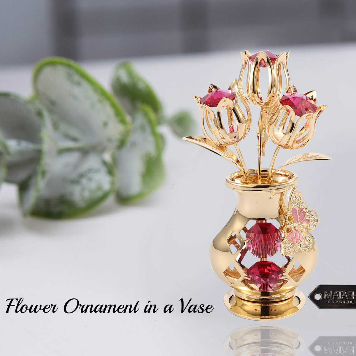 Matashi office decor display, crystal bouquet adds warm elegance.