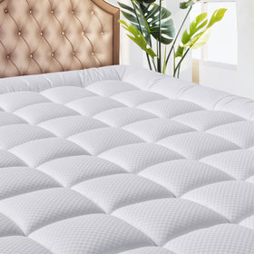 MATBEBY Full XL mattress pad top view showing full coverage and protection