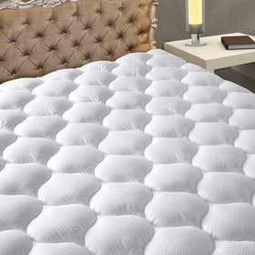MATBEBY queen size mattress pad with cooling top for cooler sleep.