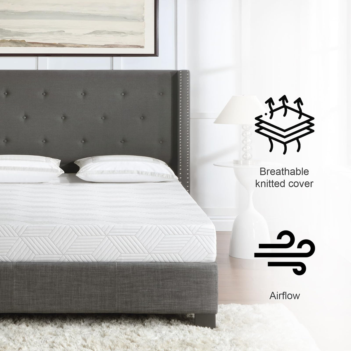 MATERESSES breathable cover with vented top foam promotes cooling sleep.