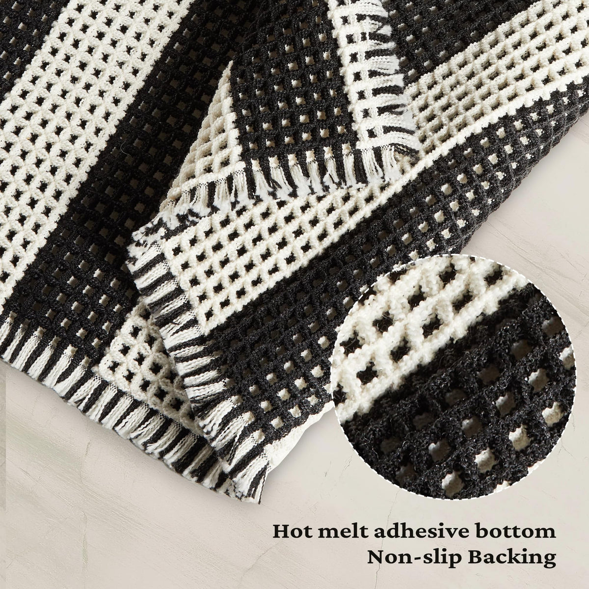 MatEssenz non-slip back close-up shows secure floor grip