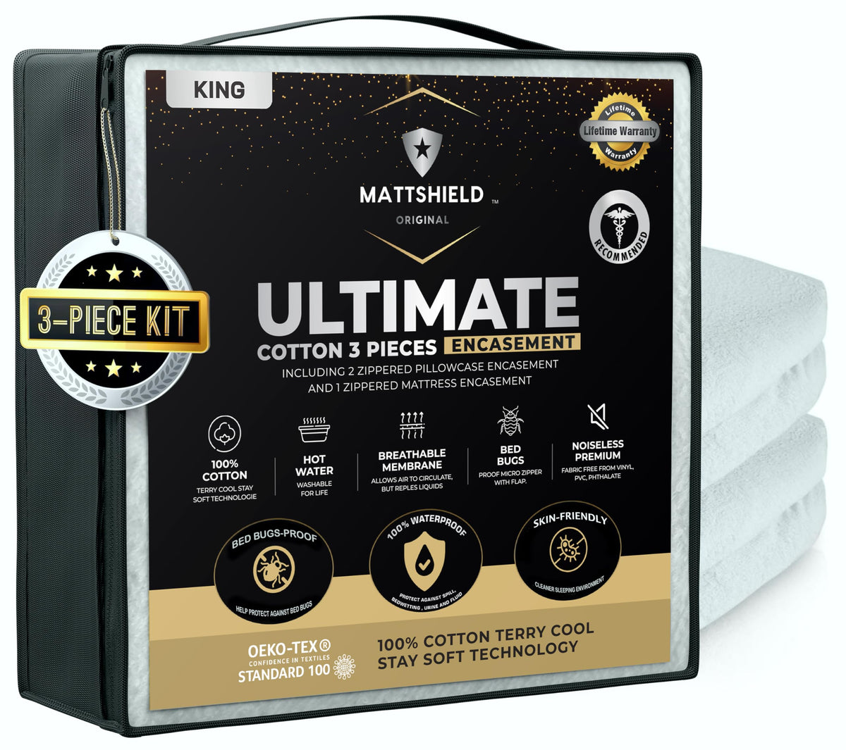 MATTSHIELD ORIGINAL bed bug-proof king mattress cover in use for secure protection