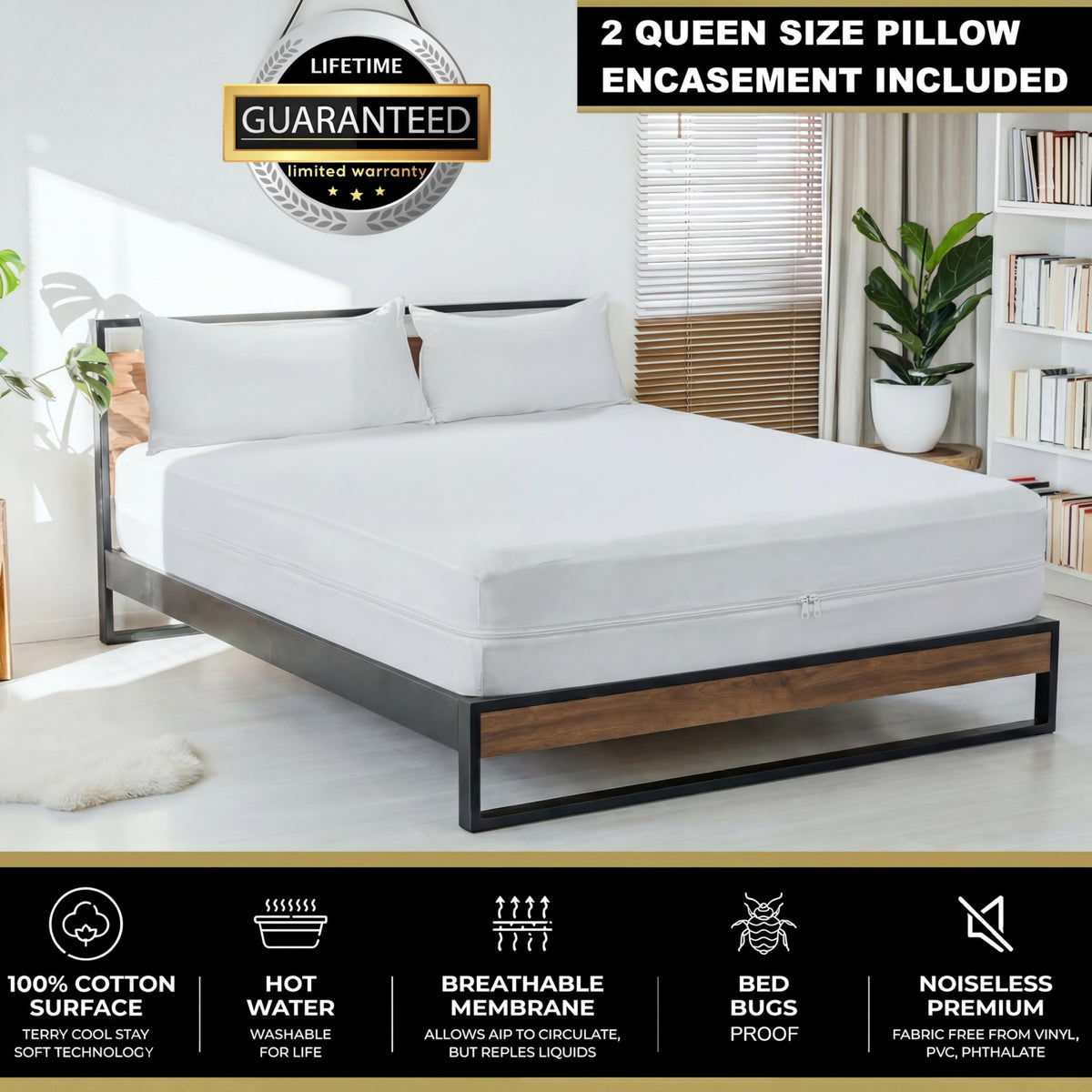 MATTSHIELD ORIGINAL zippered encasement protecting a mattress securely