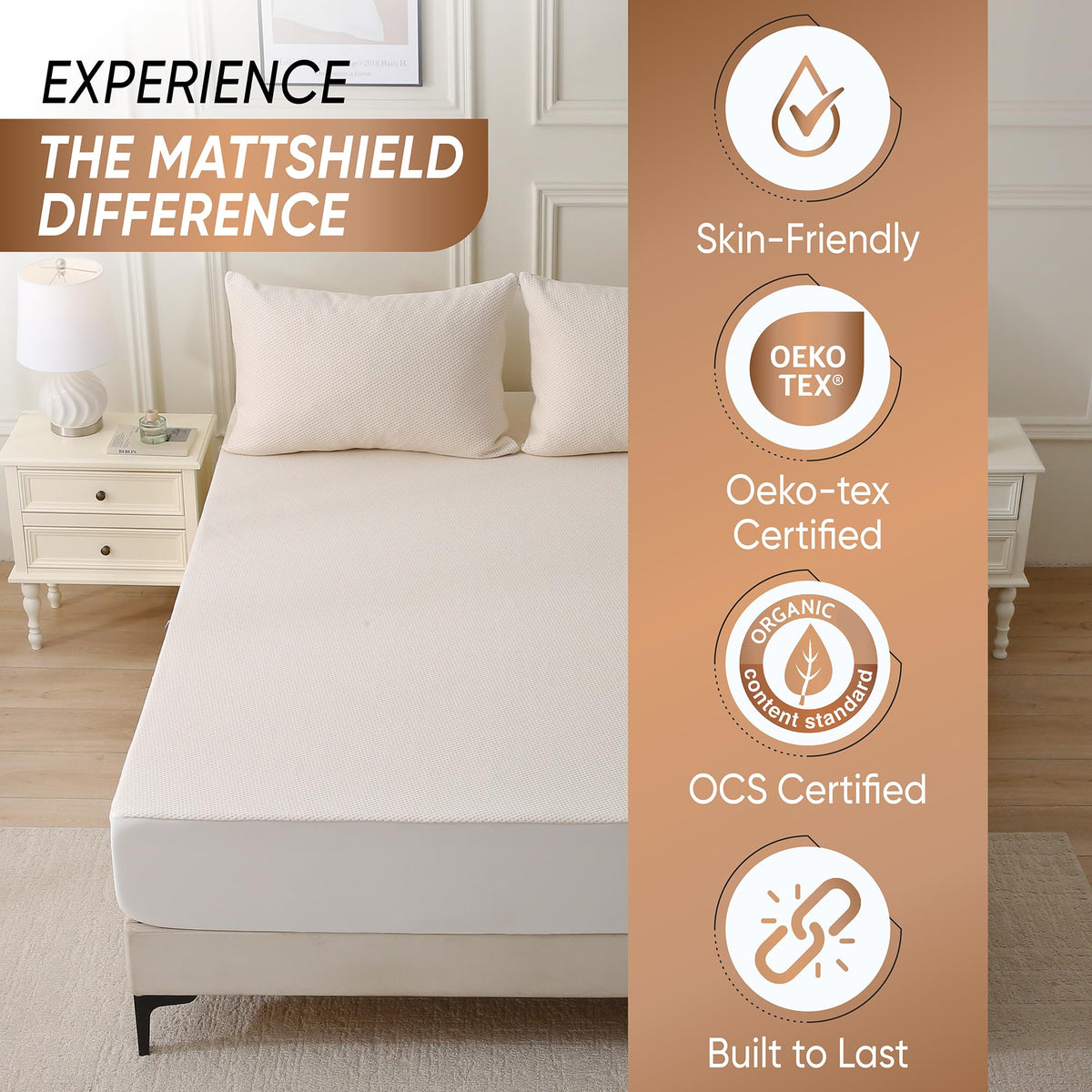 MATTSHIELD ORIGINAL Deluxe Cooling Mattress Protector Full machine washable for easy care.