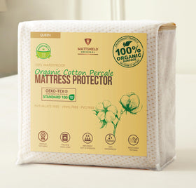 MATTSHIELD ORIGINAL deluxe cooling mattress protector queen with waterproof barrier protects against spills