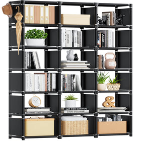 Mavivegue 18-cube bookcase assembly shows easy-to-build modular storage.