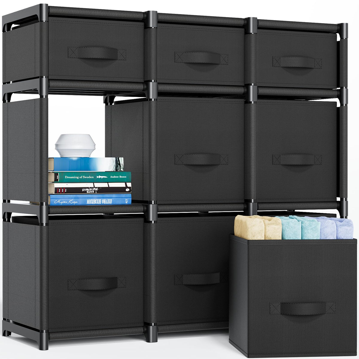 Mavivegue 9-cube storage drawers organized for modular home storage