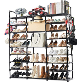 Mavivegue 9-tier metal shoe rack assembled in entryway for organized storage