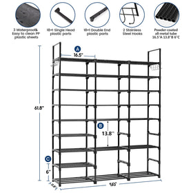 Mavivegue boot and heel storage on tall rack for easy access
