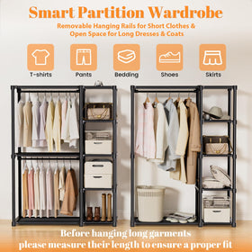 Mavivegue open-concept wardrobe design provides easy access to items.