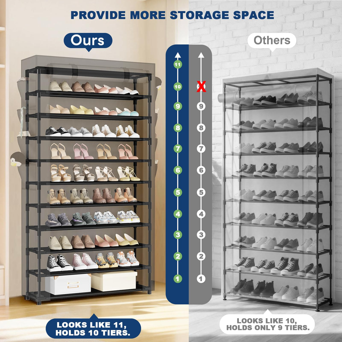 Mavivegue sturdy metal frame supports heavy footwear with durable design.