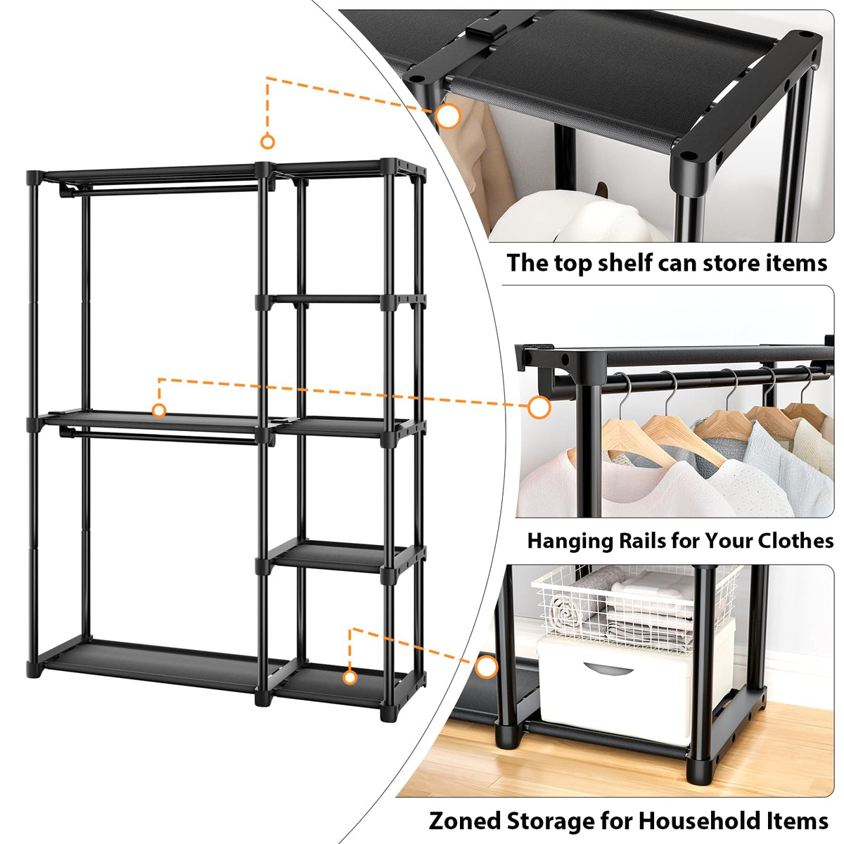 Mavivegue sturdy steel frame supports heavier garments with reliability.