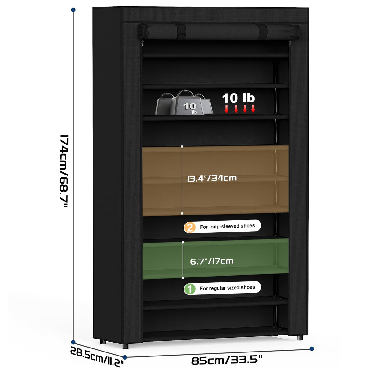 Mavivegue ten-plus-one tiers shoe rack side view optimizes vertical storage.