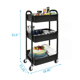 MAX Houser 3-basket storage cart with elevated edges prevents spills
