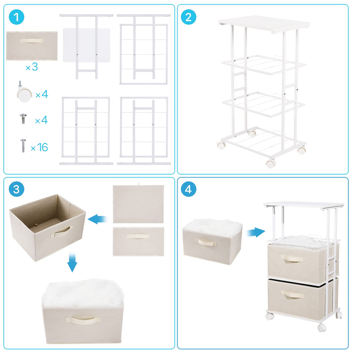 MAX Houser Dresser Tower fabric-storage unit neatly stores clothes, toys, and daily items.