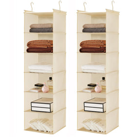 MAX Houser six-tier hanging closet shelf with sturdy hooks for easy access.