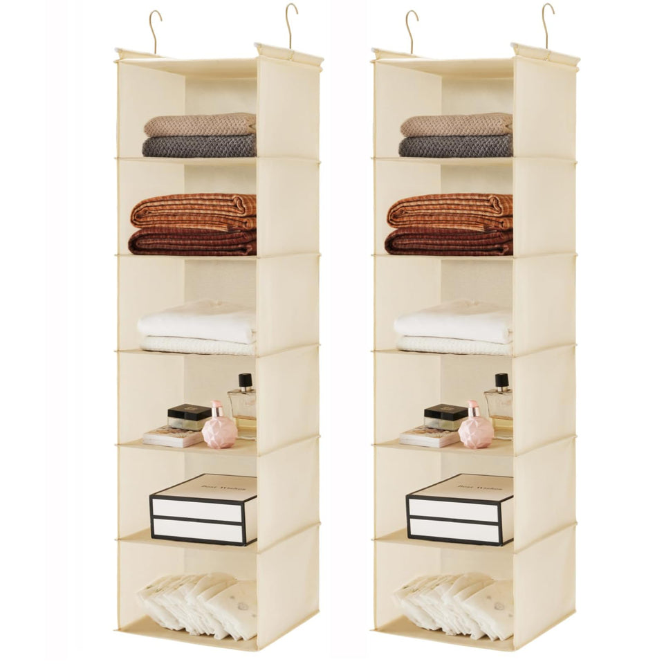 MAX Houser six-tier hanging closet shelf with sturdy hooks for easy access.